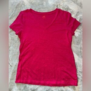 Joe Fresh Women's Bright Pink V-Neck Tee